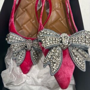 Kurt Geiger Pink Velvet Heels with Crystal Bow Size EUR 38.5/ US size 8.